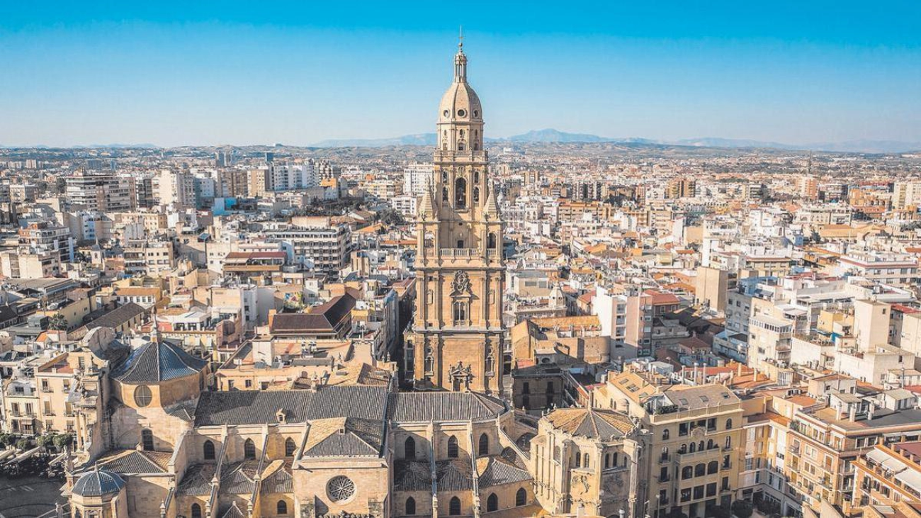 Vista aerea torre catedral Murcia